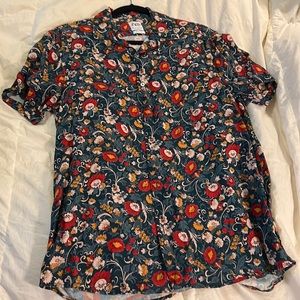 Zara, Multicolored floral button down shirt, Large, Regular fit